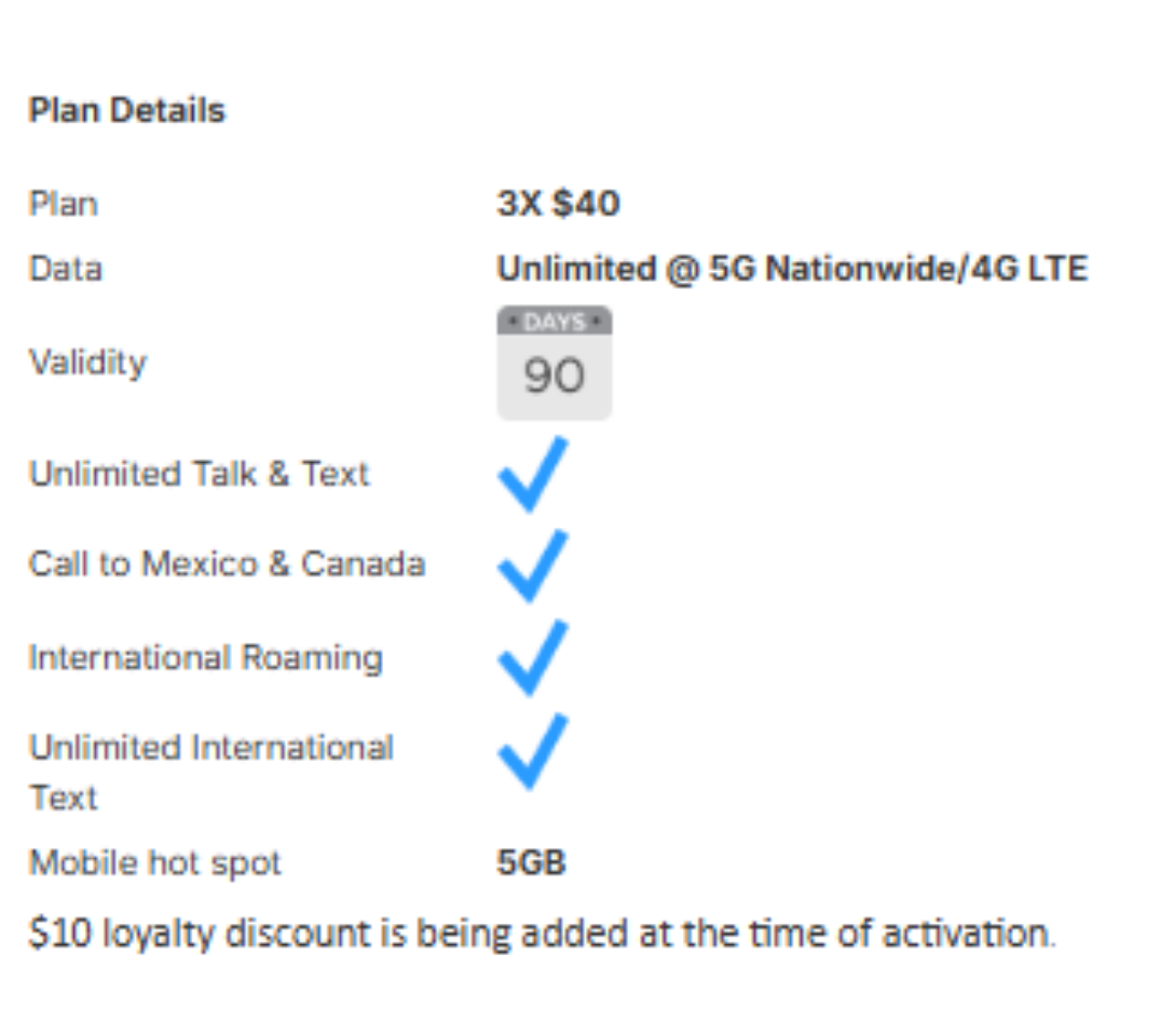 3 Months of Verizon Prepaid SIM Card with $40 plan $120 Value 1/2 OFF