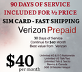 3 Months of Verizon Prepaid SIM Card with $40 plan $120 Value 1/2 OFF
